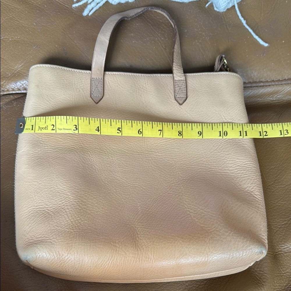 Madewell Tan Leather Tote Bag with Pebbled Finish